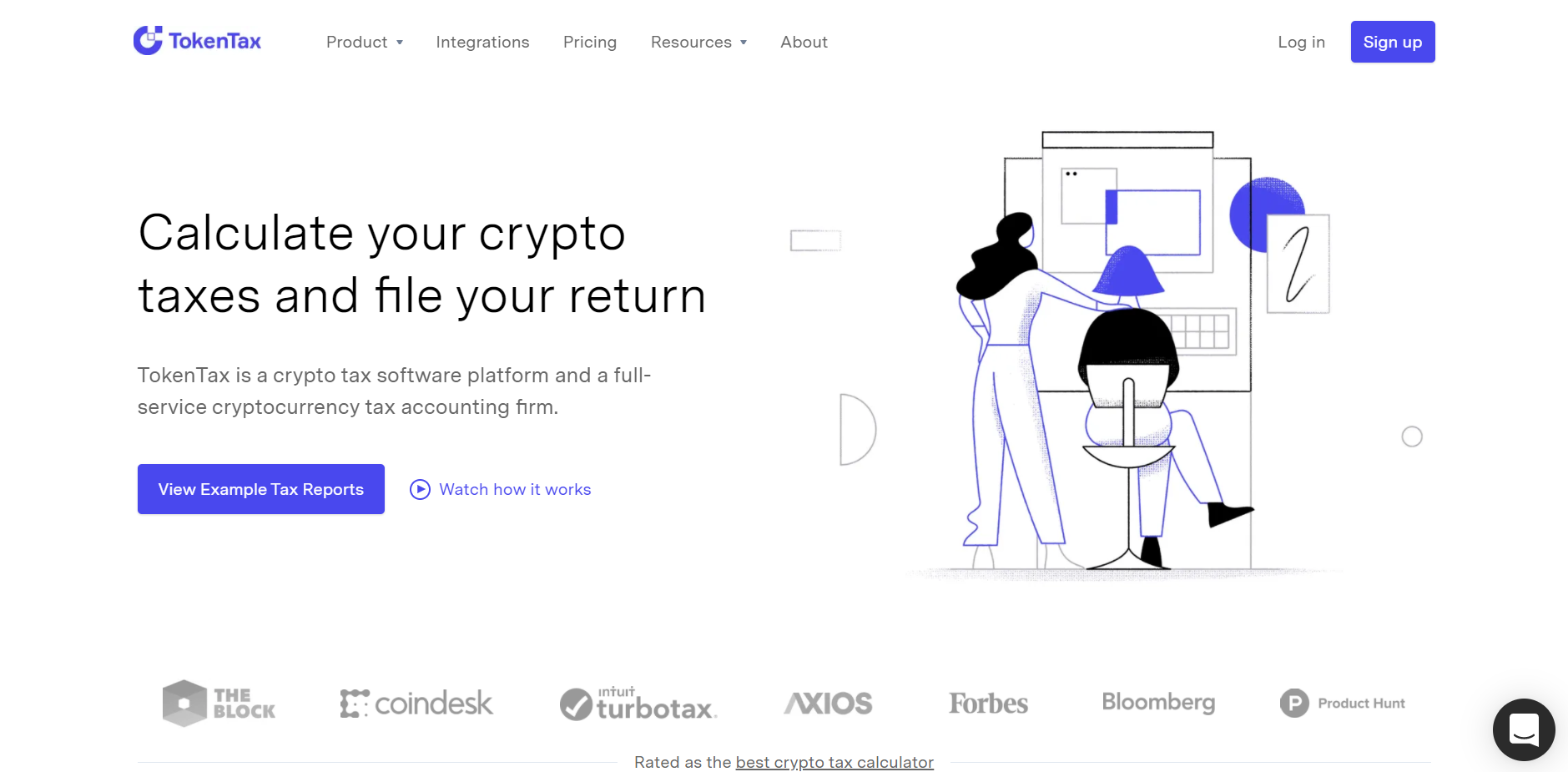 Screenshot of the TokenTax homepage