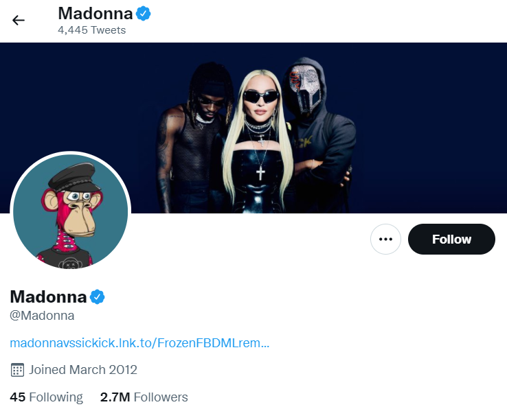 Madonna Twitter NFT Profile Pic